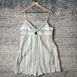 TopShop Pastel Stripe Linen Blend Tie Front Romper Size 12 NWT Top Shop